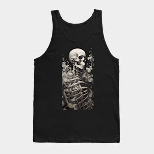 Gothic Flower And Bones Skeleton Gothic Skulls Tank Top